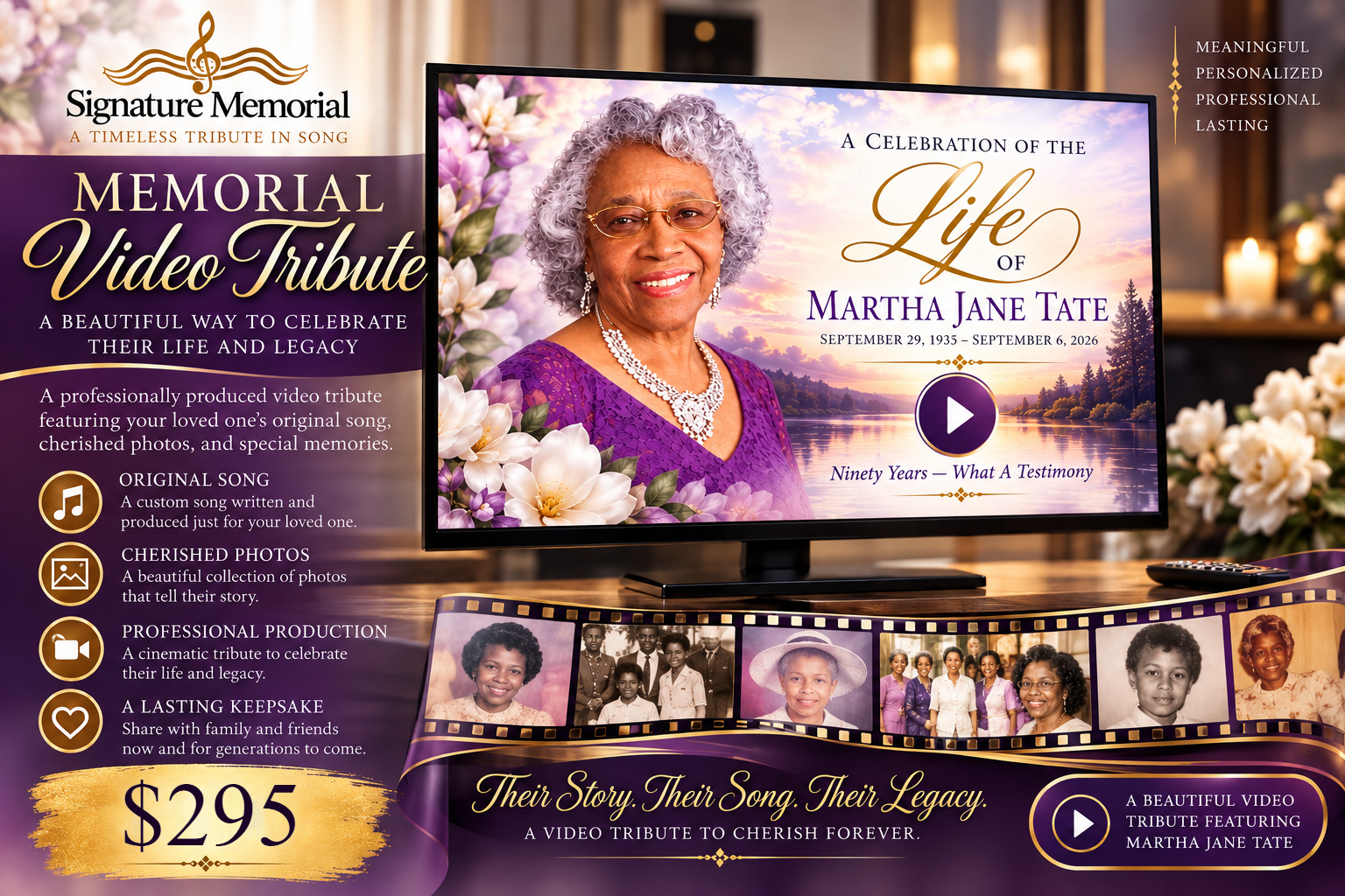 Memorial Video Slideshow tribute flyer